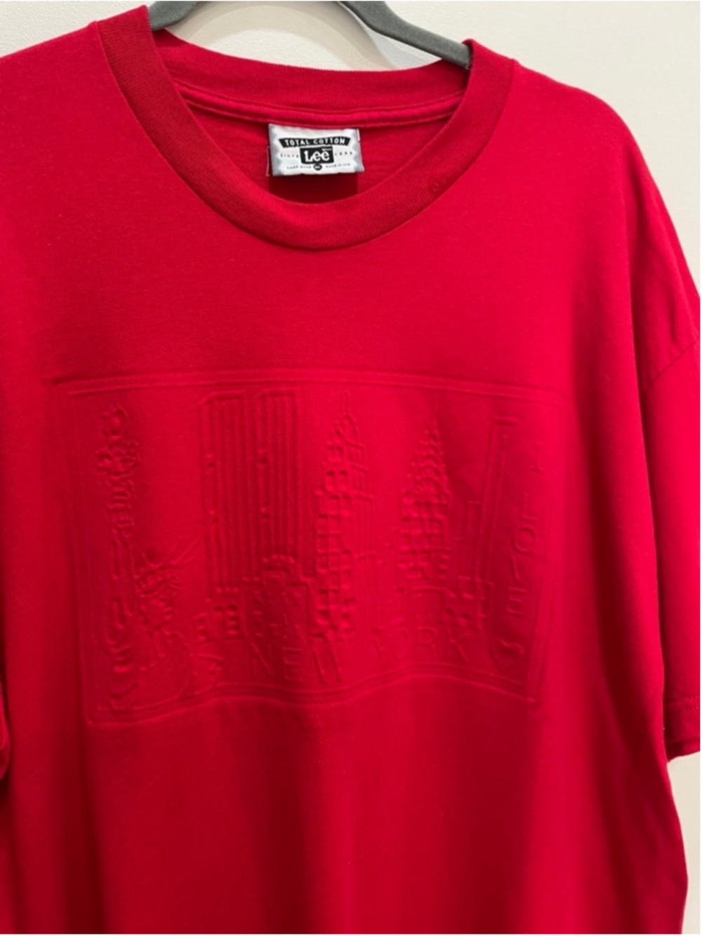 Vintage Lee 3D Embossed New York Red Tshirt Mens Size XL Streetwear Made in USA